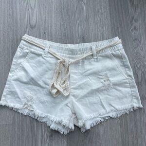 Aerie White Frayed Hem Women Shorts